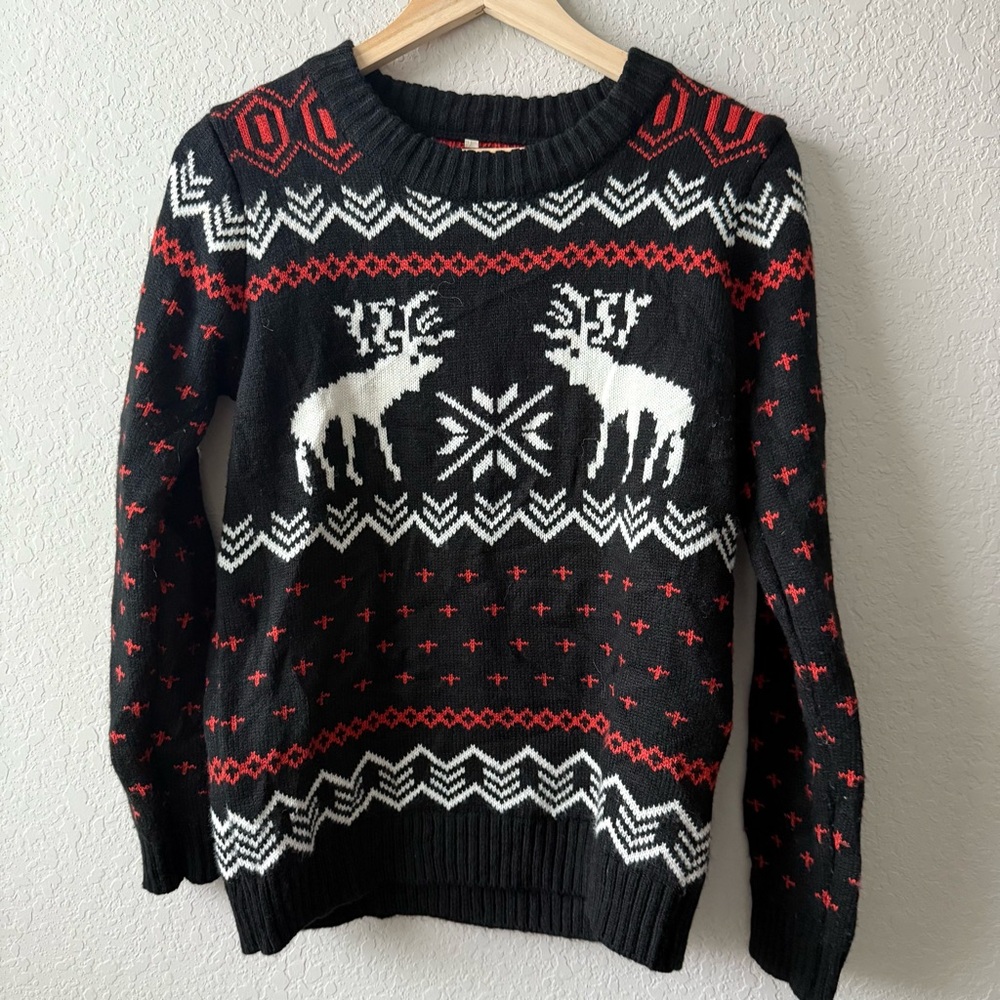 Festive Black and‎ Red Reindeer Sweater
